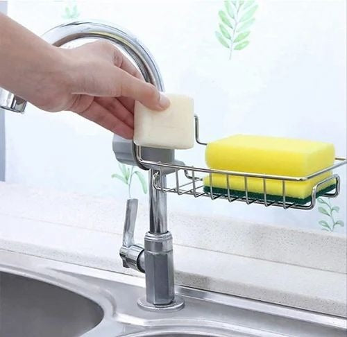 Stainless Steel Faucet Sponge Holder | Kitchen Sink Organizer