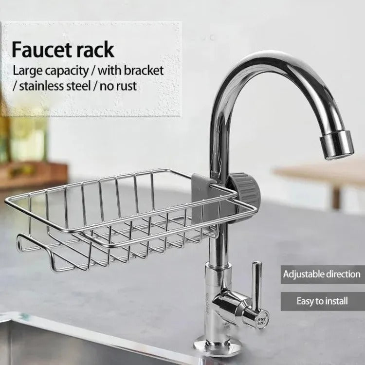 Stainless Steel Faucet Sponge Holder | Kitchen Sink Organizer
