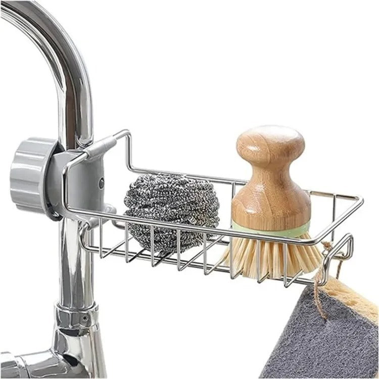 Stainless Steel Faucet Sponge Holder | Kitchen Sink Organizer