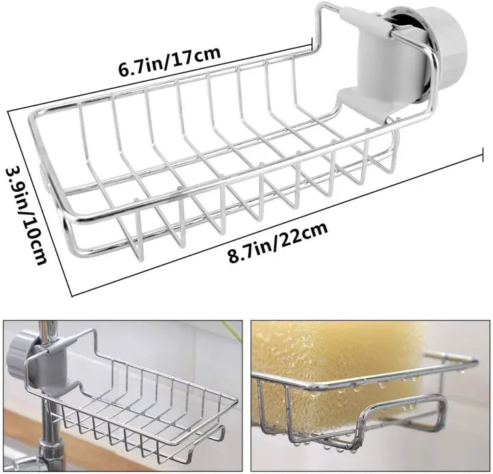 Stainless Steel Faucet Sponge Holder | Kitchen Sink Organizer